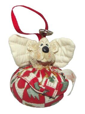 Polar Bear Angel Christmas Tree Ornament Vintage Russ Berri resin fabric ball